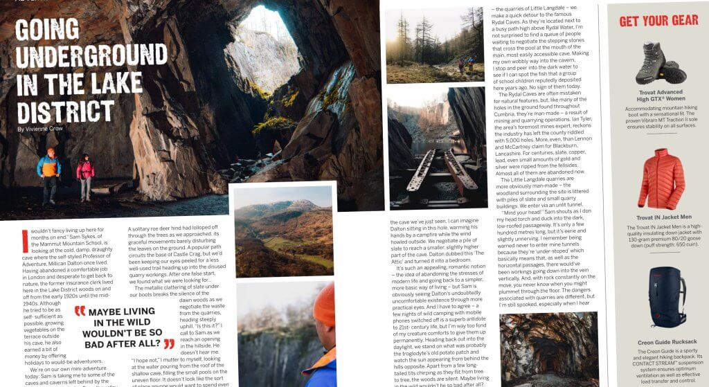 Countryfle Magazine double page in the Lake District with Mammut