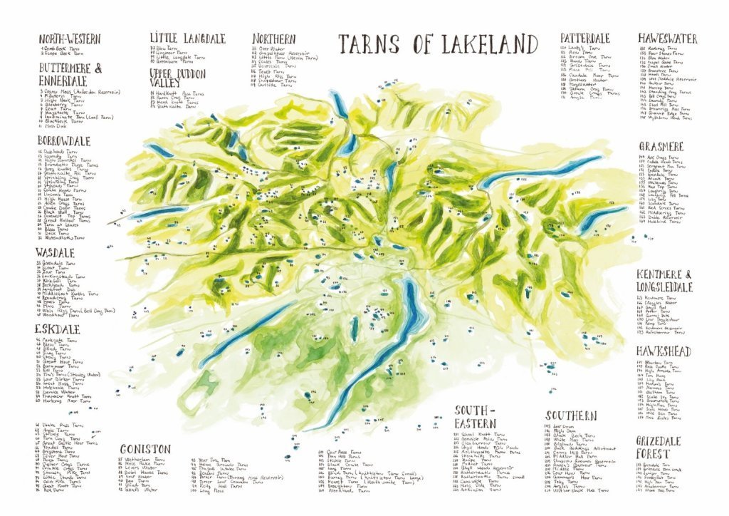 Petra Blahova's map of Lakeland tarns