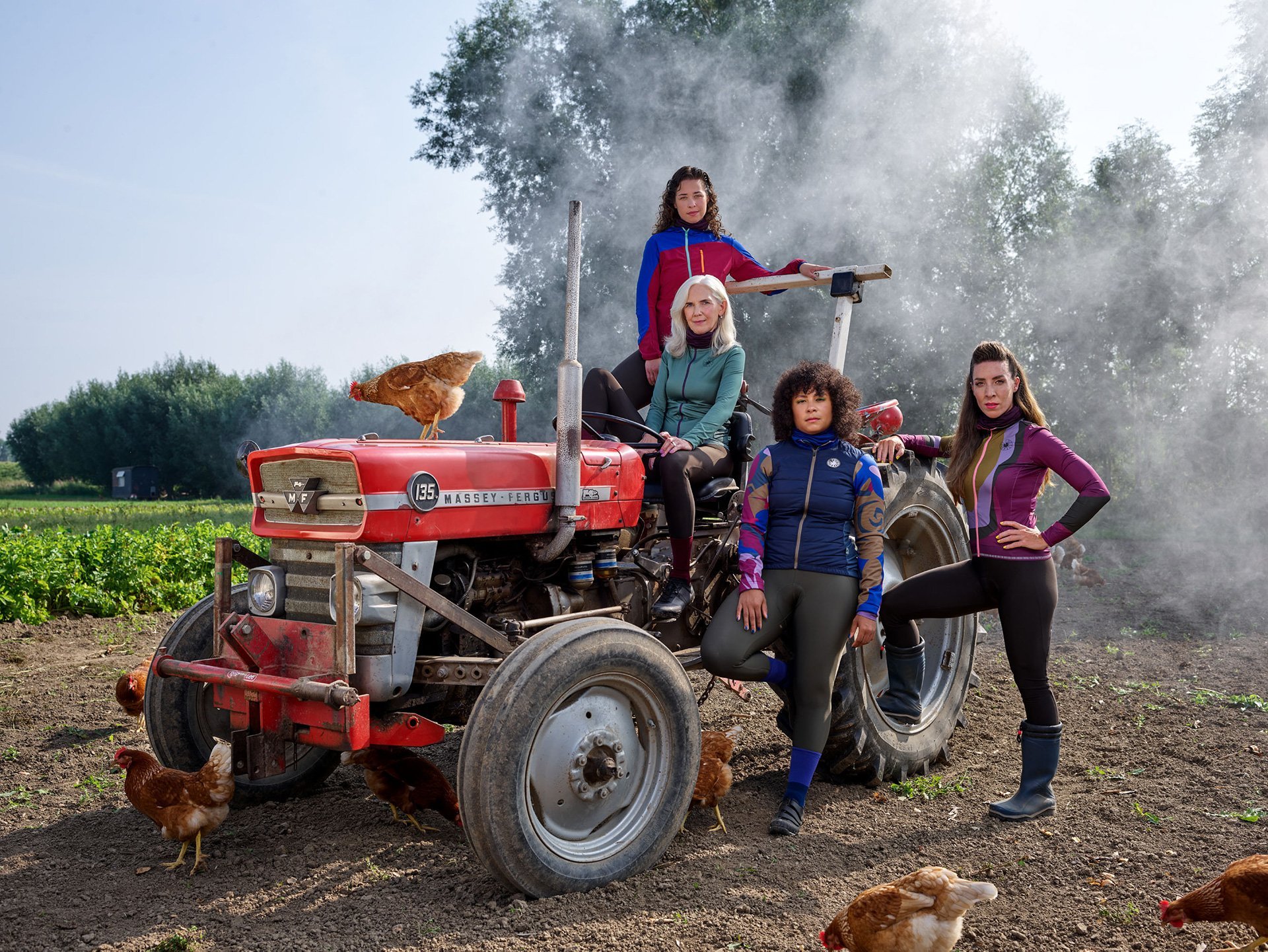 IRIS AW21 Lookbook - Tractor, Models & Chickens