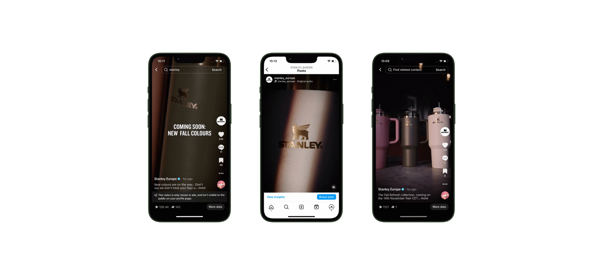 Social media previews of the Stanley Fall Refresh collection