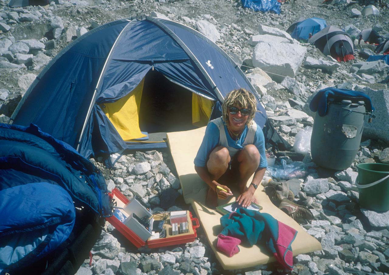 Lydia Bradey at Everest Base Camp, 1988