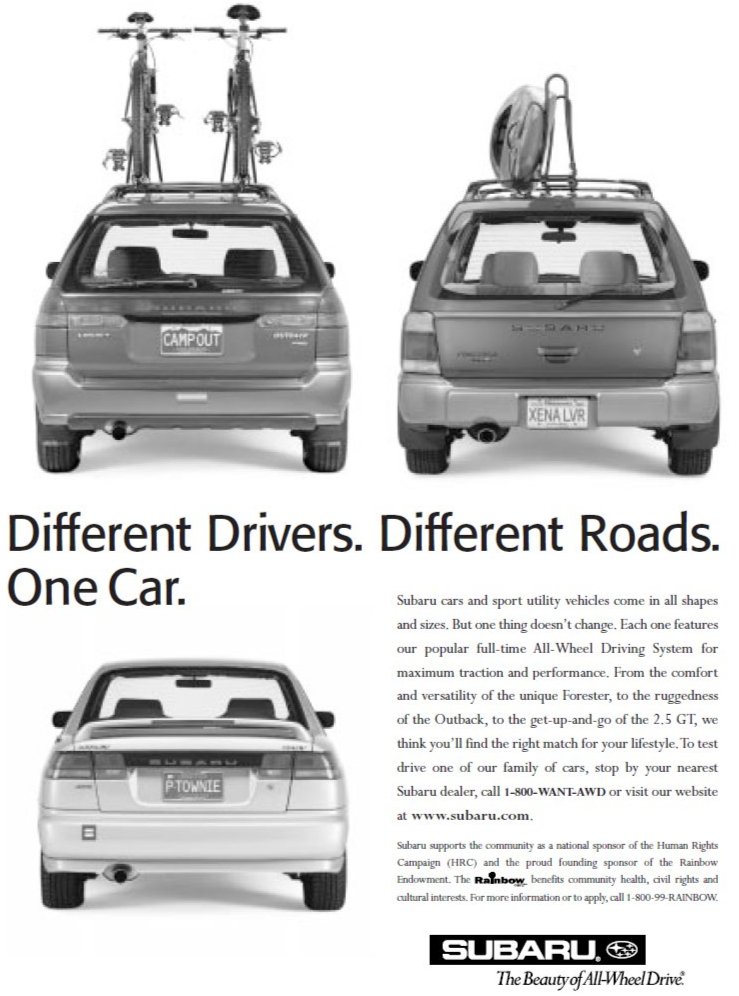 Subaru Different Drivers Xena advert
